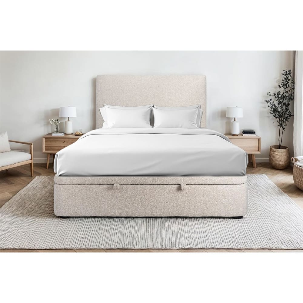 Sommier coffre bouclette beige clair 140x200 - Maisons du Monde