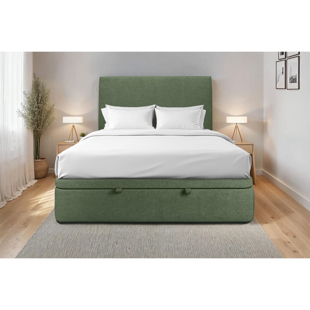 Sommier coffre tissu vert kaki 140x200 - Maisons du Monde