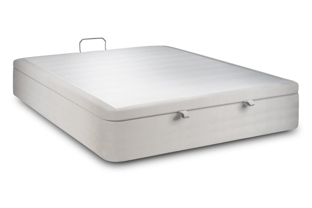 Sommier coffre velours gris clair 160x200