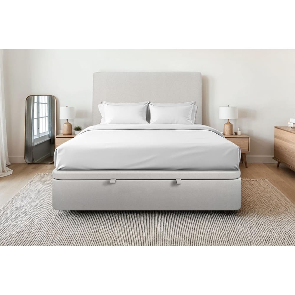 Sommier coffre velours gris clair 140x200 - Maisons du Monde
