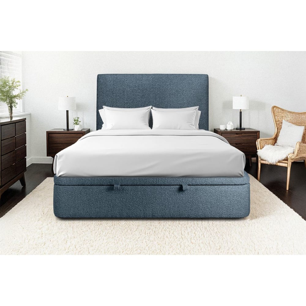 Sommier coffre bouclette bleu 200x200 - Maisons du Monde