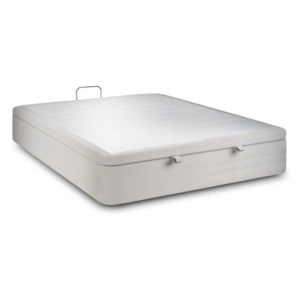 Sommier coffre velours gris clair 140x190