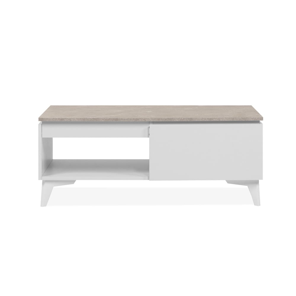 Table basse avec 1 tiroir, 1 niche L100 cm - Blanc