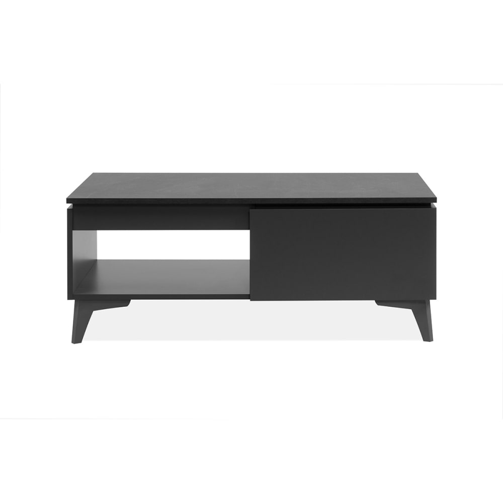 Table basse avec 1 tiroir, 1 niche L100 cm - Gris Anthracite