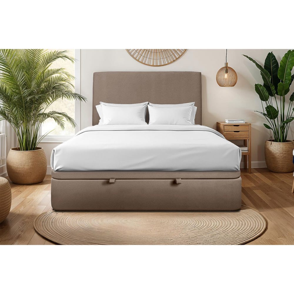 Sommier coffre velours taupe 160x200 - Maisons du Monde