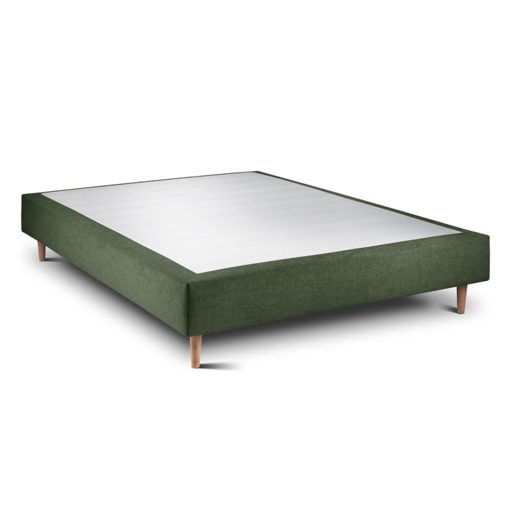 Sommier Tapissier Tissu  Vert kaki 140x190