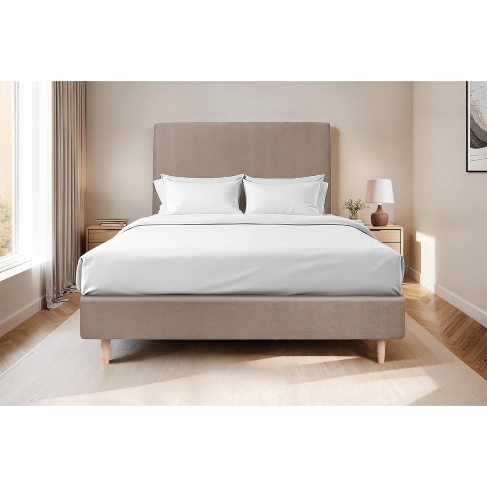 Sommier tapissier velours taupe 140x190 - Maisons du Monde