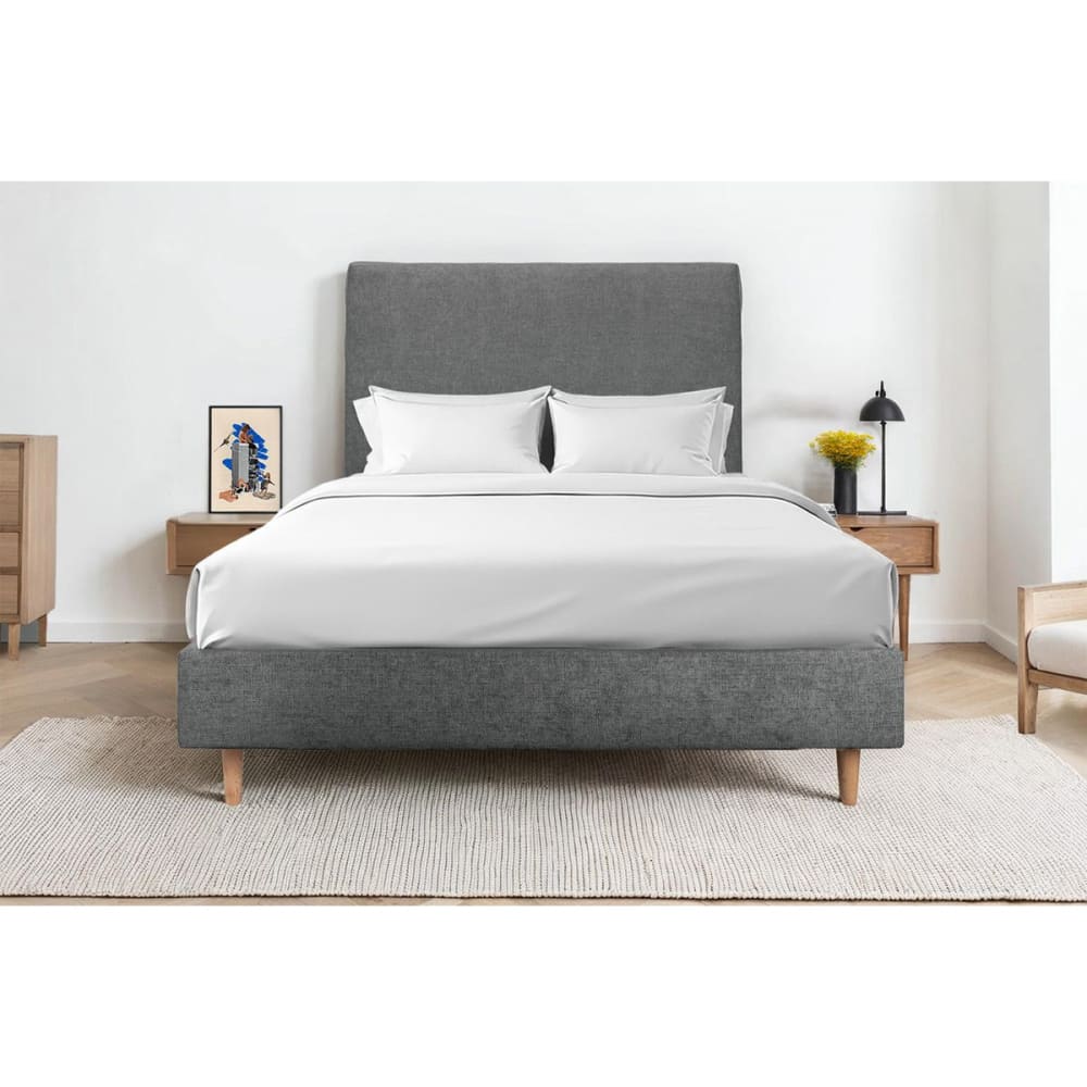 Sommier tapissier tissu gris anthracite 140x200 - Maisons du Monde