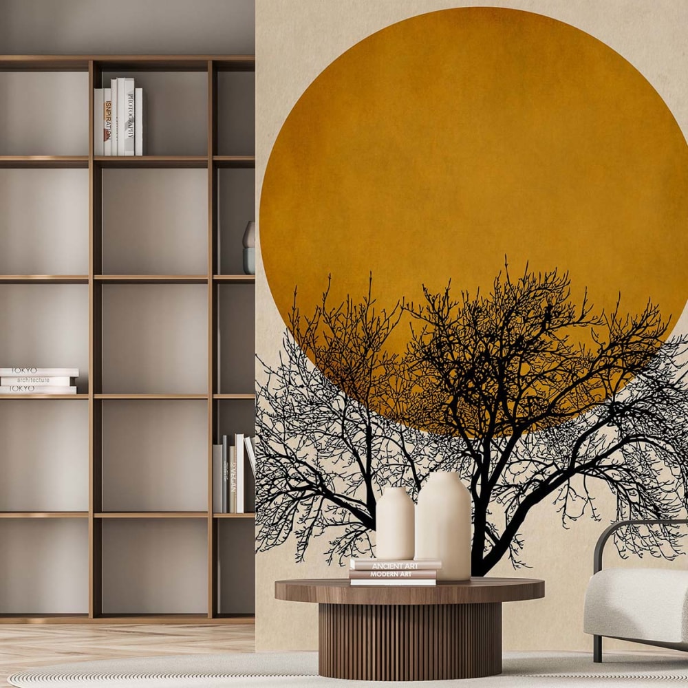 Hexoa Tapete goldene sonne 208x270cm style modern - Vlies