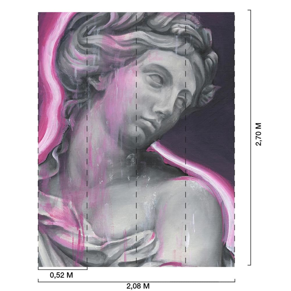 Papier peint graphique rose 208x270cm — vue 3