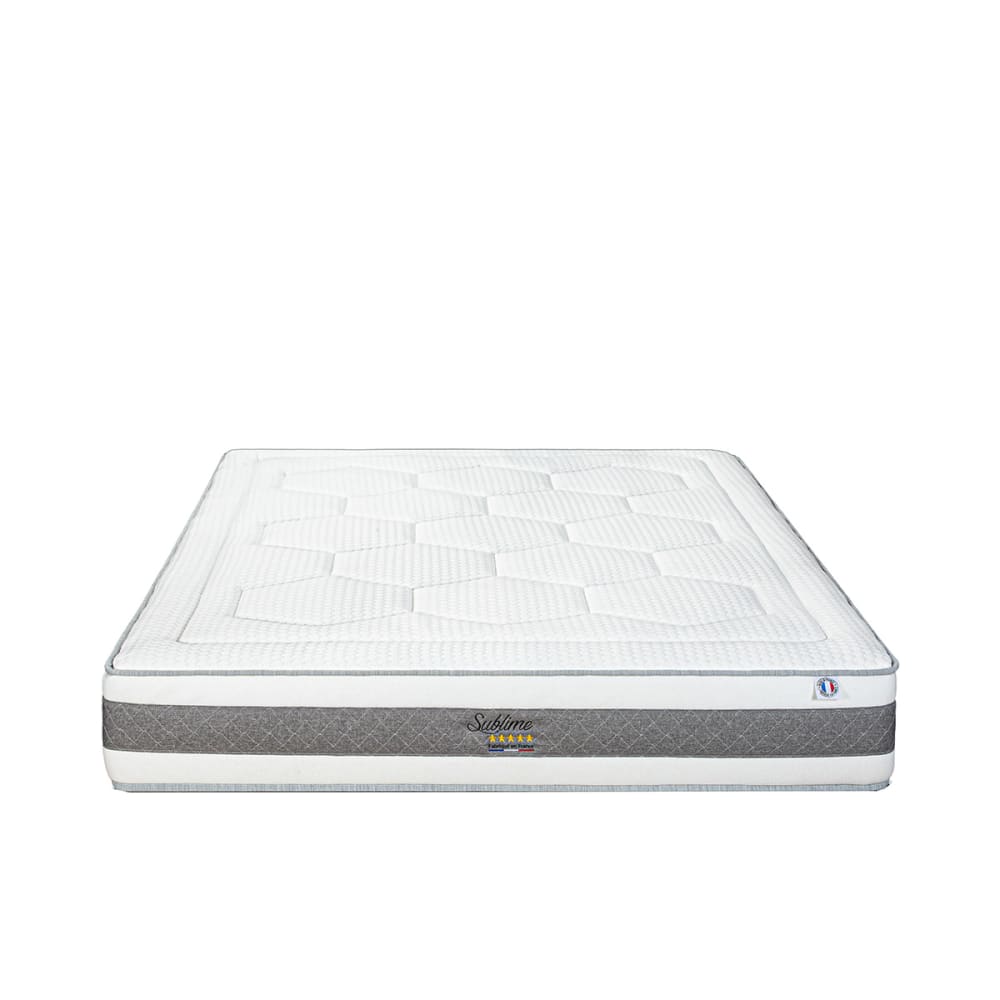Bellecour Matelas mémoire 180x200 style classique chic Blanc Certifié Oeko-Tex Tissu