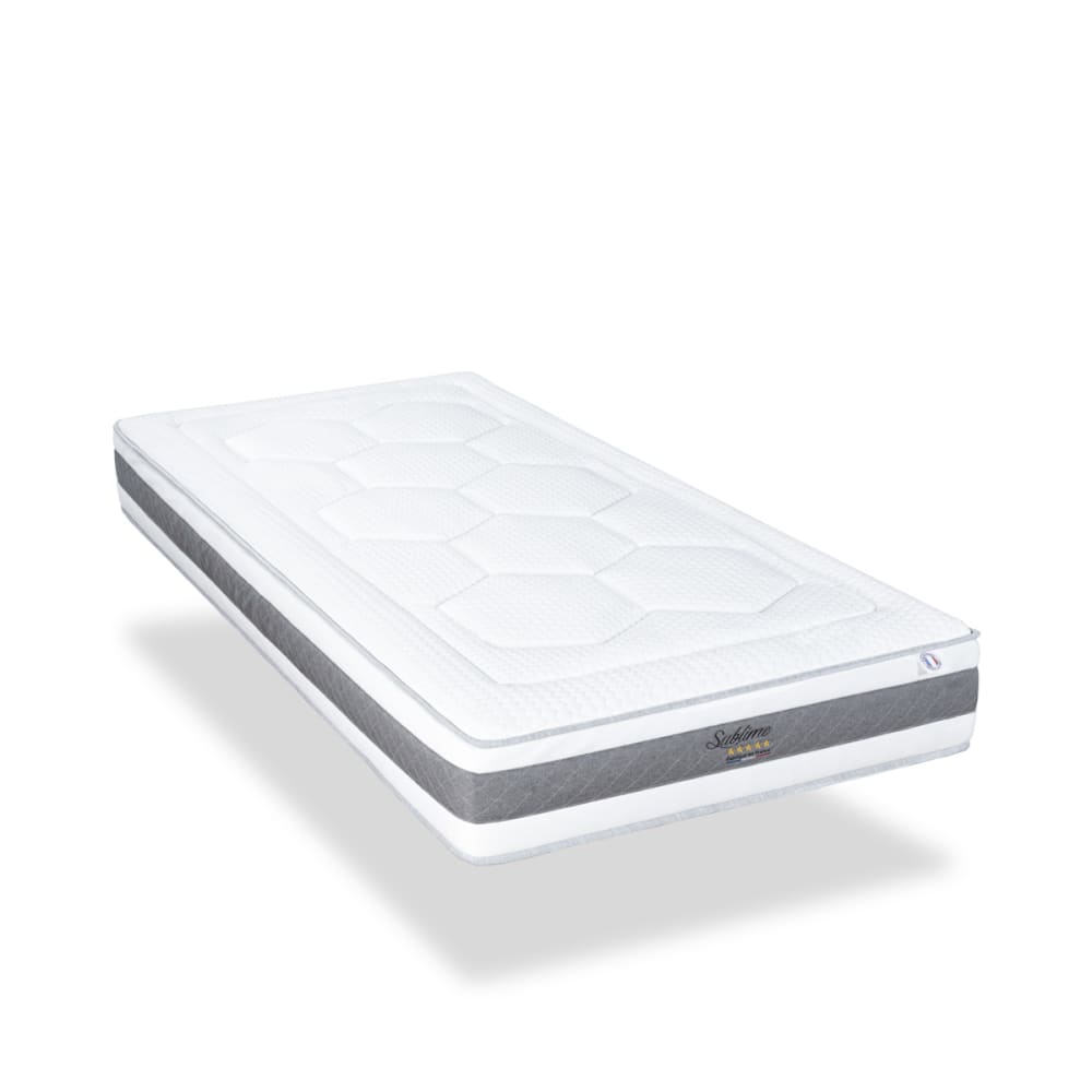 Bellecour Matelas mémoire 90x200 style classique chic Blanc Certifié Oeko-Tex Tissu