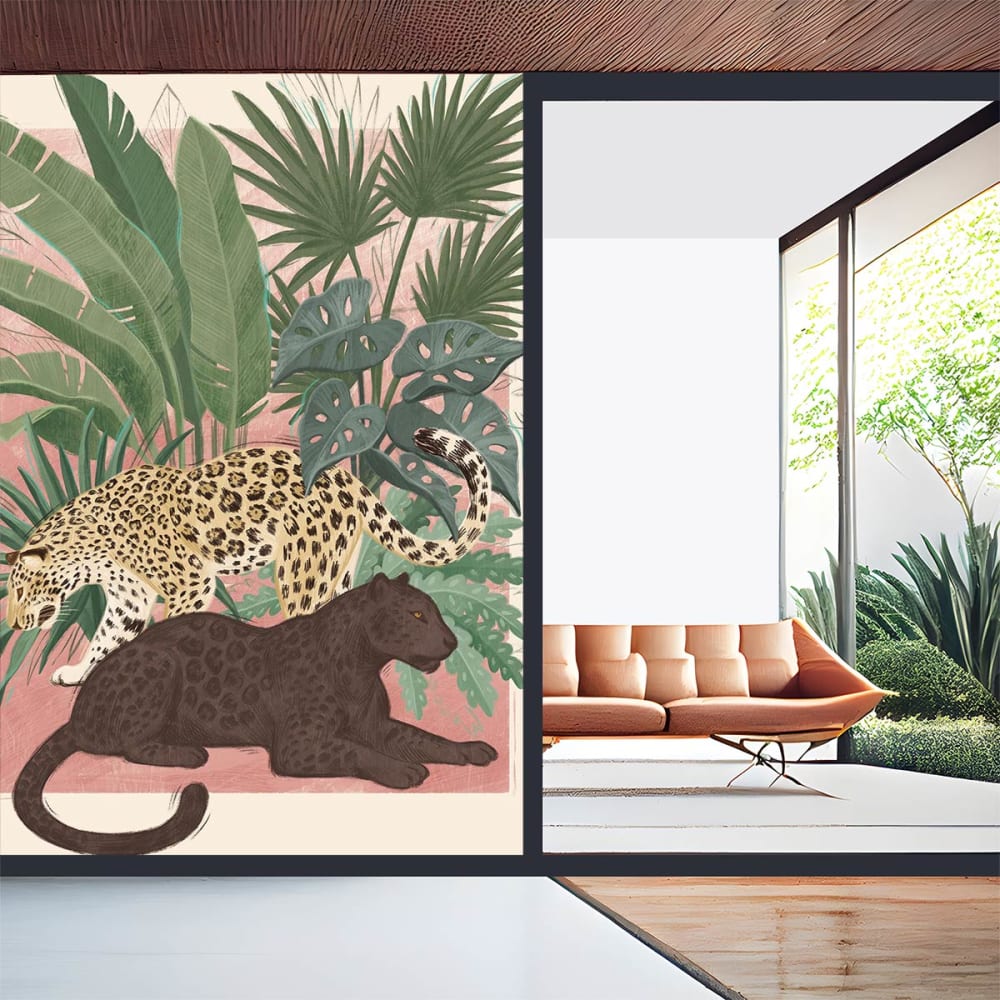 Hexoa Tapete exotische raubkatzen im dschungel 208x270cm style modern Grün Vlies