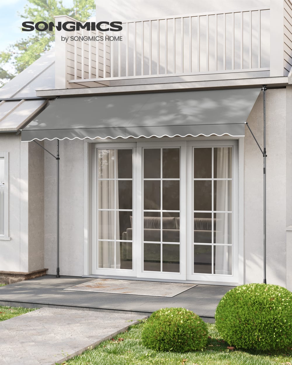 Store banne rétractable store manuel avec manivelle 350 x 120 cm gris