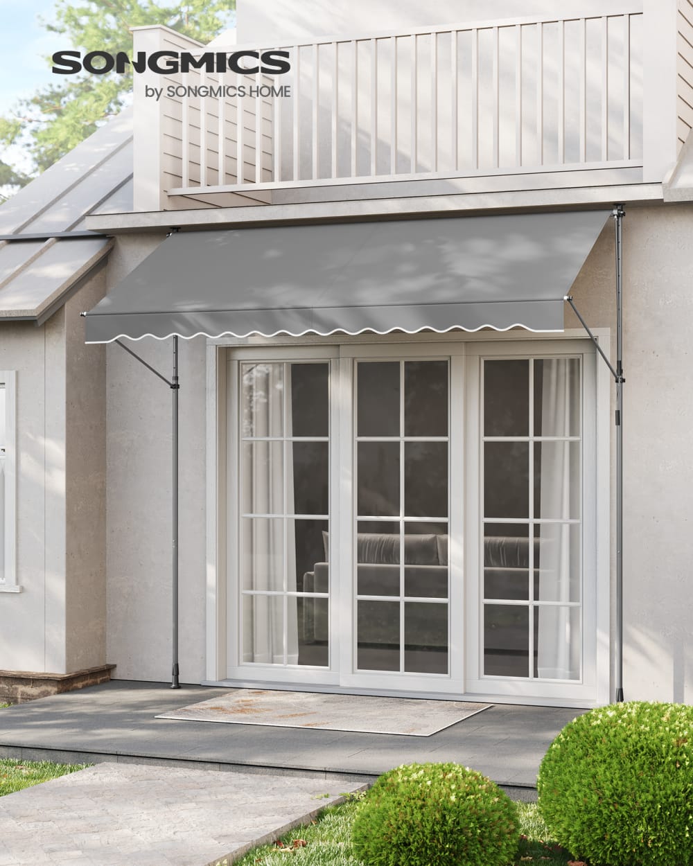 Store banne rétractable store manuel avec manivelle 300 x 120 cm gris