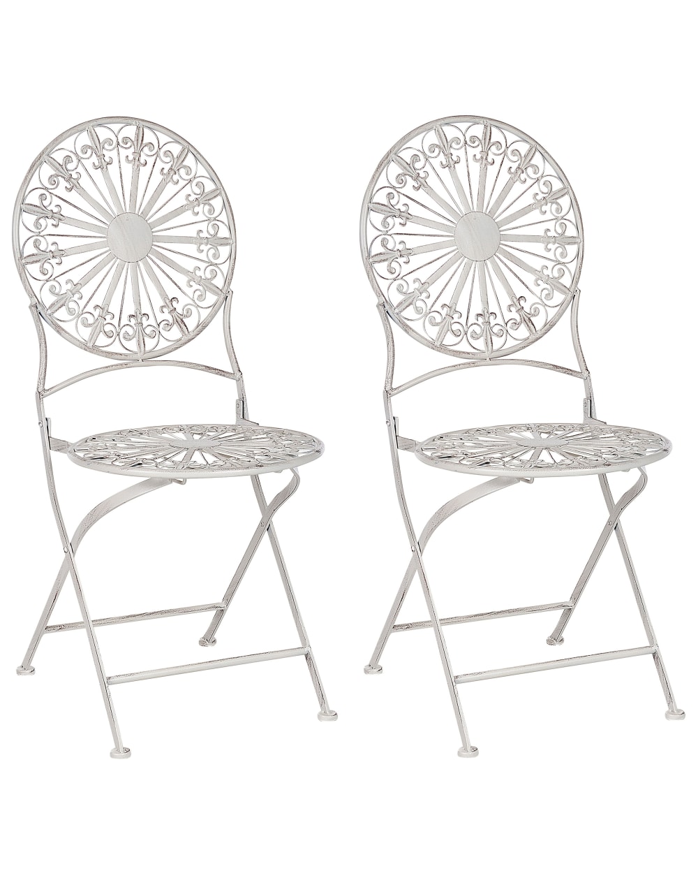 Lot de 2 chaises de jardin métal blanc
