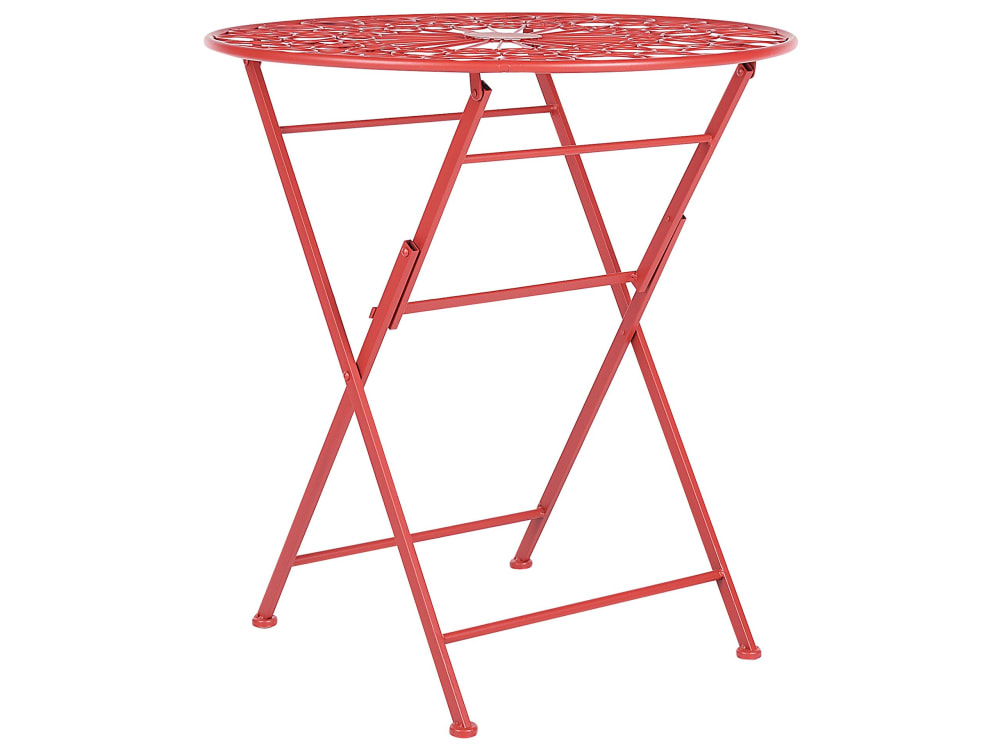 Table de jardin 2 personnes en métal rouge