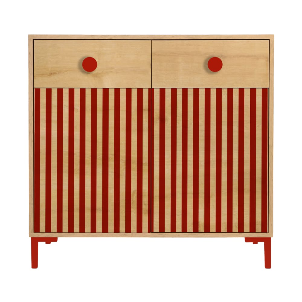 RNT by Really Nice Things Kommode mit 2 Türen und 2 Schubladen, braun und roten Streifen BEIGE SPANPLATTE Kinder