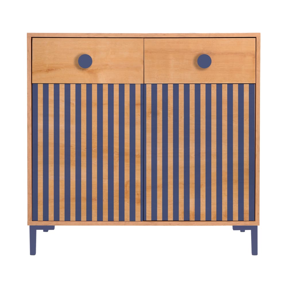 RNT by Really Nice Things Kommode mit 2 Türen und 2 Schubladen, braun und blauen Streifen BEIGE SPANPLATTE Kinder