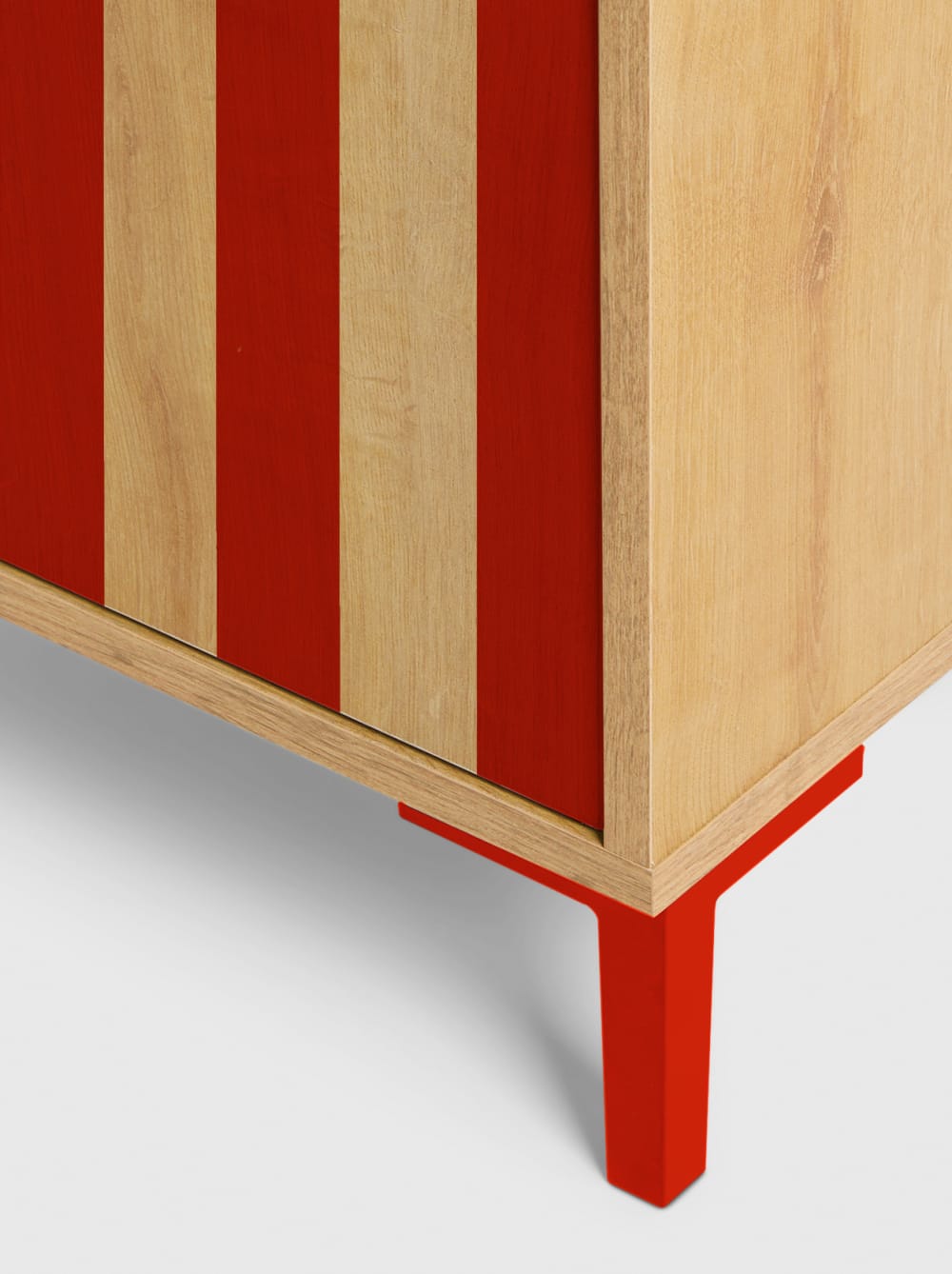 Armoire 2 portes couleur chêne avec des rayures rouges (RNT by Really Nice Things) - Image 2