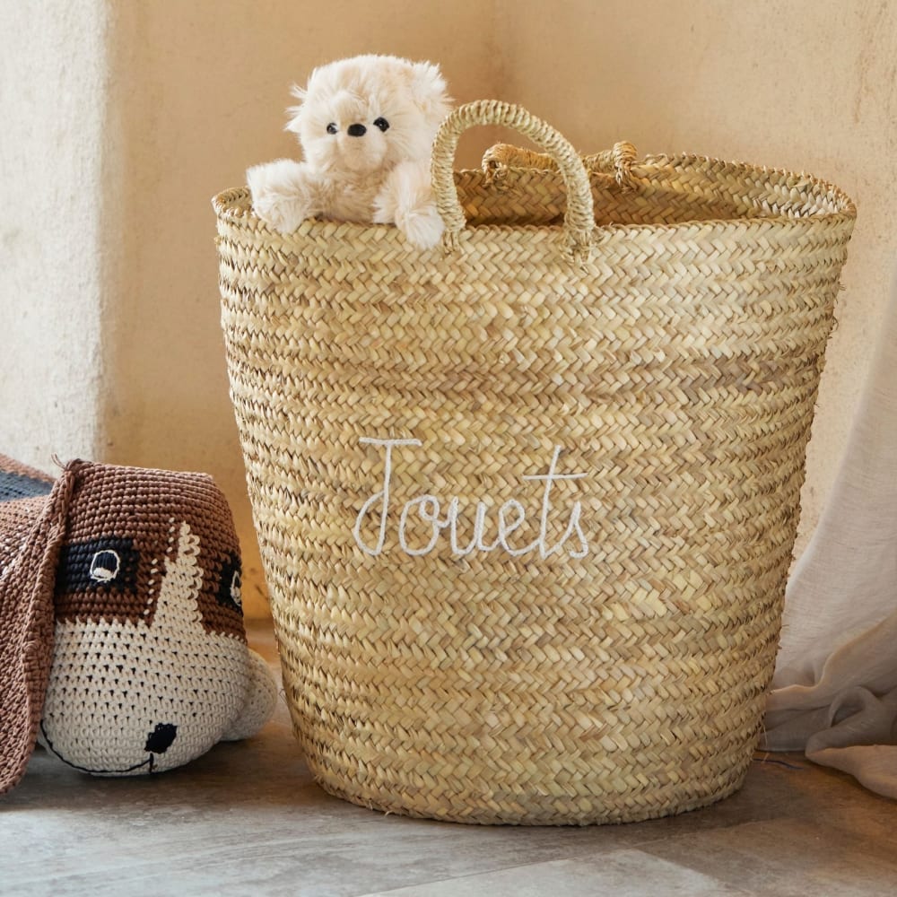 Grand panier jouets xl osier blanc 50 x 50