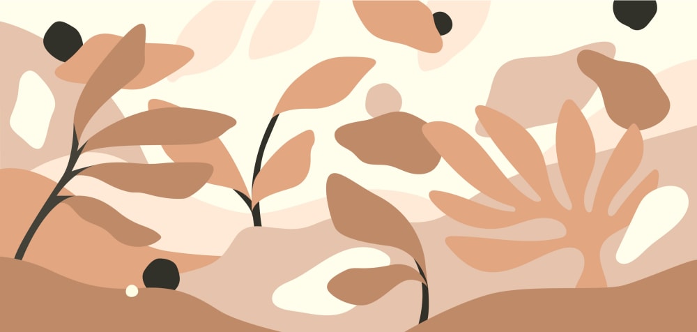 Papier peint botanique, orange 300 x 250cm — vue 3