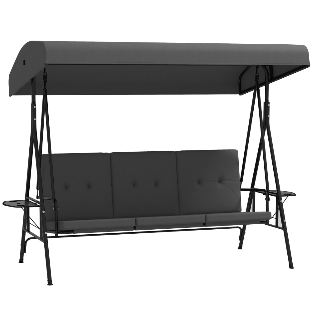 Balancelle de jardin 3 places toit réglable 2 tablettes coussins