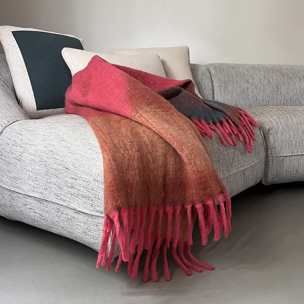 Plaid recyclé rose tendre