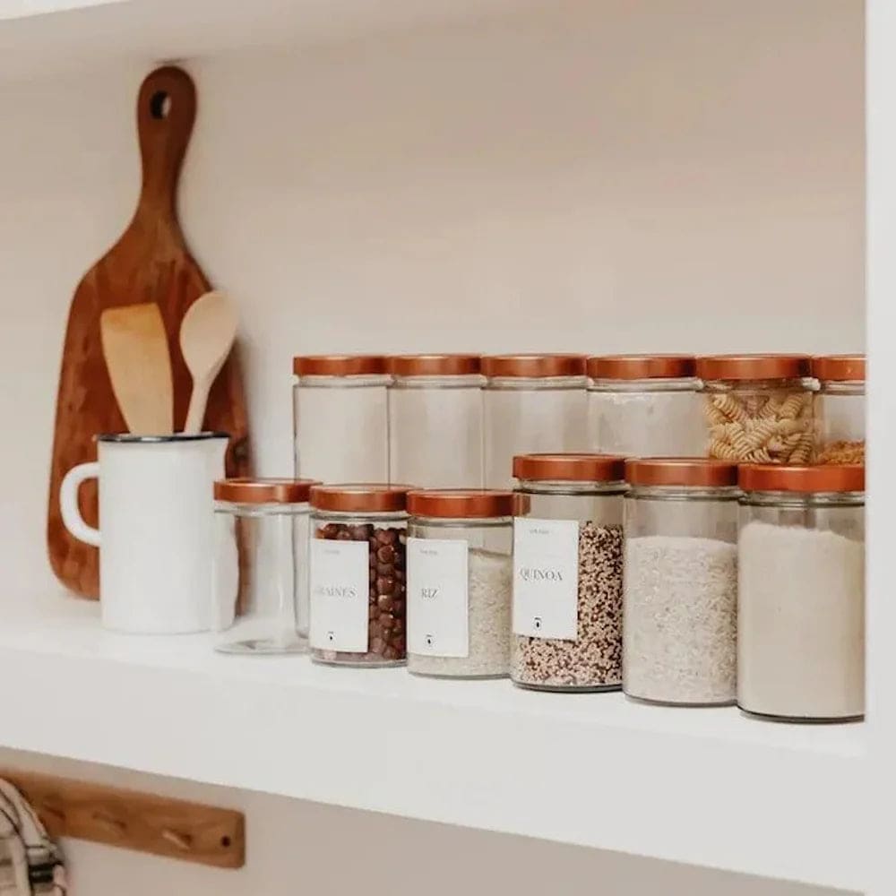 Lot de 6 bocaux 1062 mL en verre avec couvercles noirs - Maisons du Monde