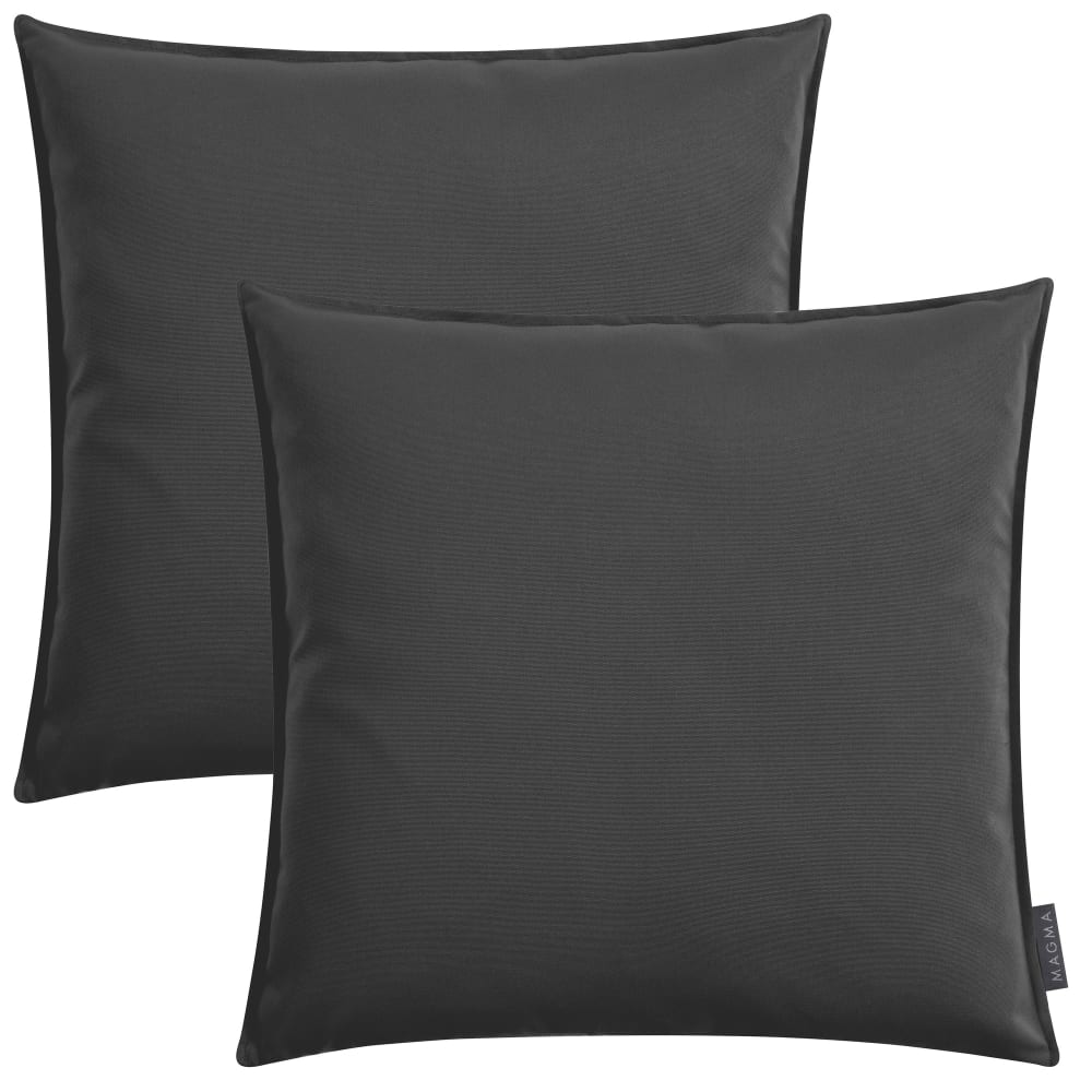 Magma Housses de coussin avec volant piqué anthracite-lot de 2-50x50 style contemporain Gris Acrylique