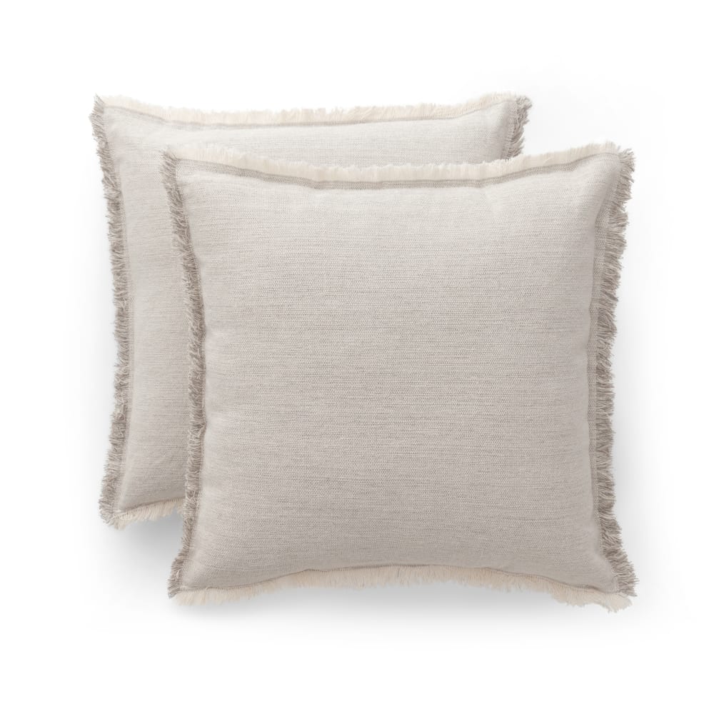 Lot de 2 housses de coussin avec franges gris 50x50 cm