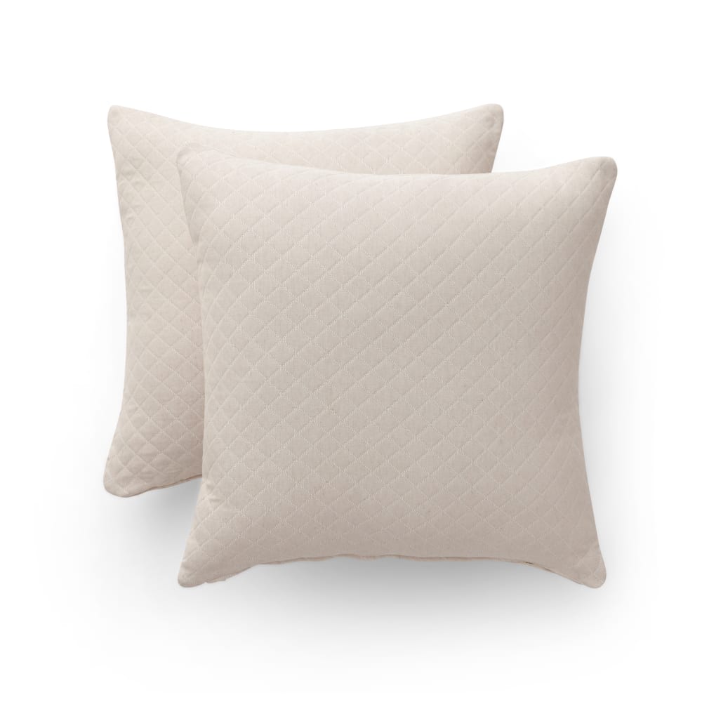 Lot 2 housse de coussin en coton losanges écru 45x45 cm