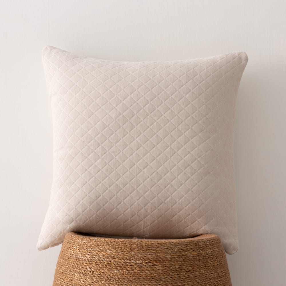 Lot 2 housse de coussin en coton losanges écru 45x45 cm — vue 3