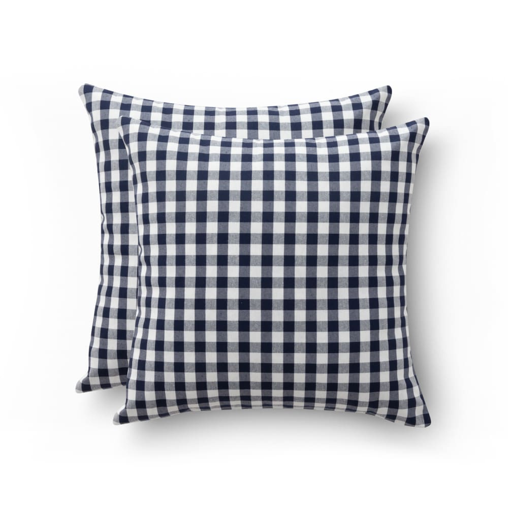 Lot 2 housse de coussin en coton à carreaux marine 45x45 cm