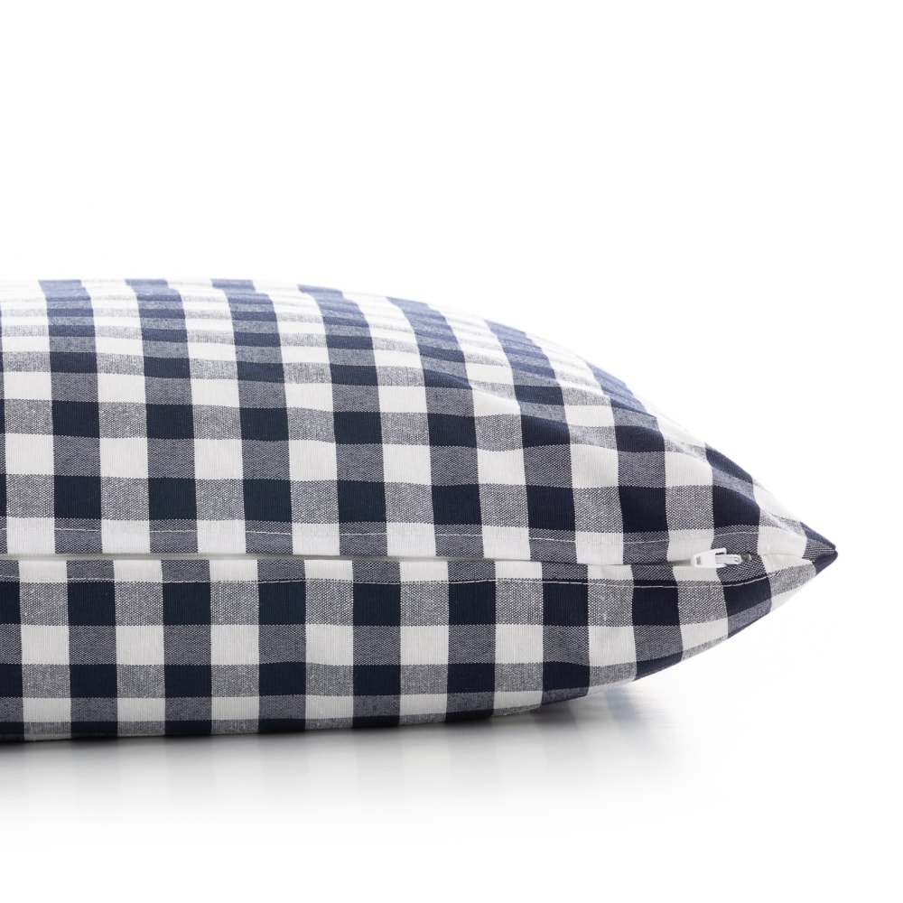 Lot 2 housse de coussin en coton à carreaux marine 45x45 cm — vue 3