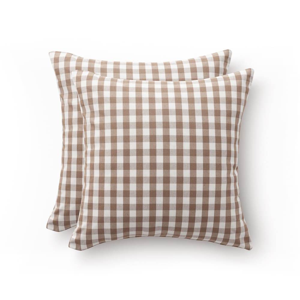Gamusi 2er-Set Kissenbezügen aus Baumwolle, Taupe 45x45 cm style modern Braun Baumwolle