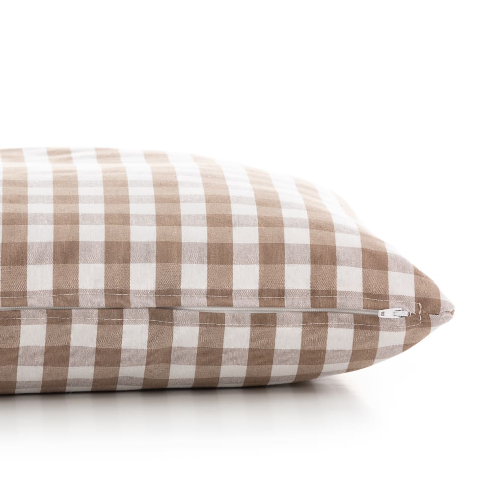 Lot 2 housse de coussin en coton à carreaux taupe 45x45 cm — vue 3
