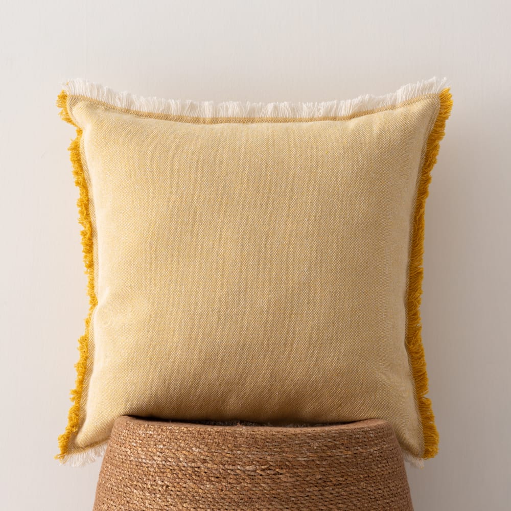 Lot de 2 housses de coussin avec franges jaune 50x50 cm - Maisons du Monde