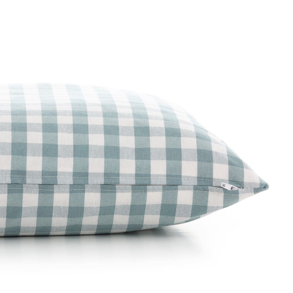 Lot 2 housse de coussin en coton à carreaux aqua marine 45x45 cm — vue 3