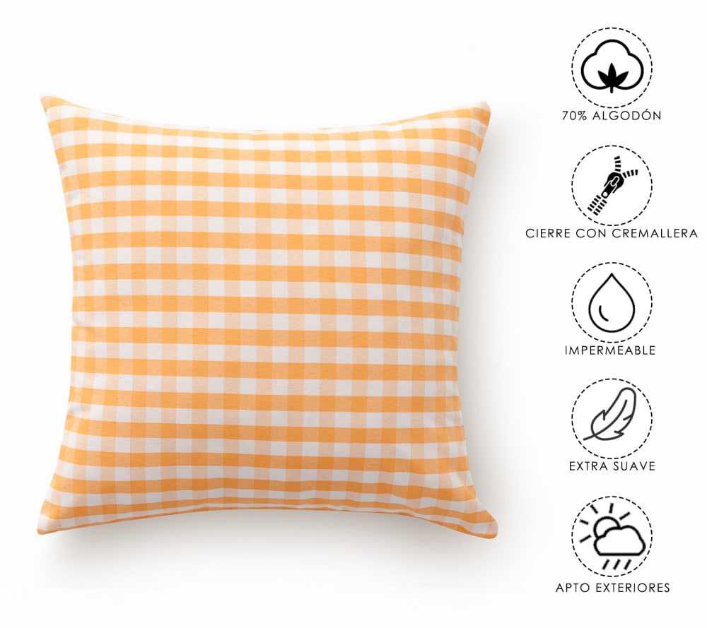 Lot 2 housse de coussin en coton à carreaux jaune 45x45 cm — vue 4