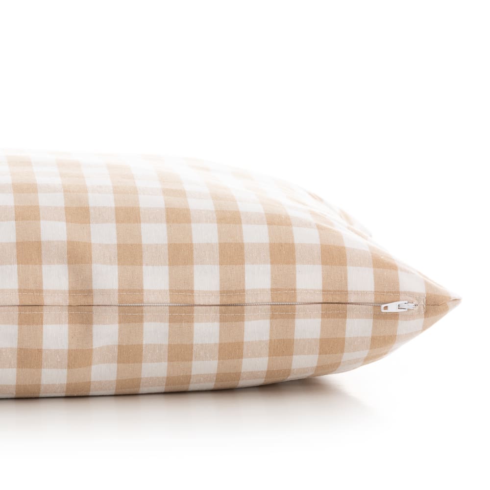 Lot 2 housse de coussin en coton à carreaux beige 45x45 cm — vue 3