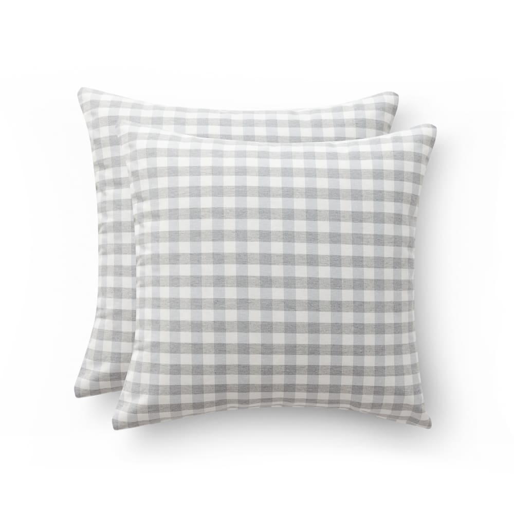 Lot 2 housse de coussin en coton à carreaux gris clair 45x45 cm