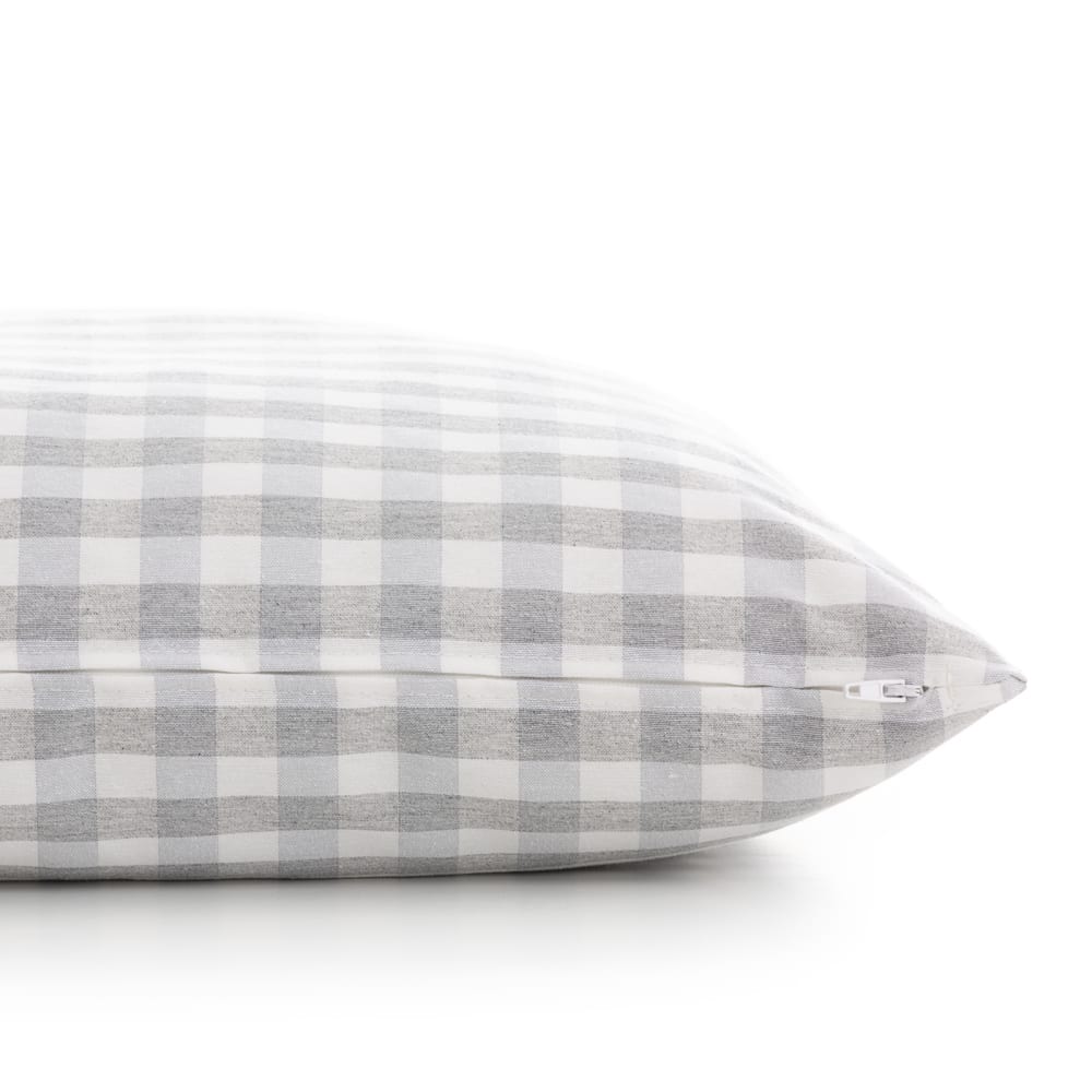 Lot 2 housse de coussin en coton à carreaux gris clair 45x45 cm — vue 3