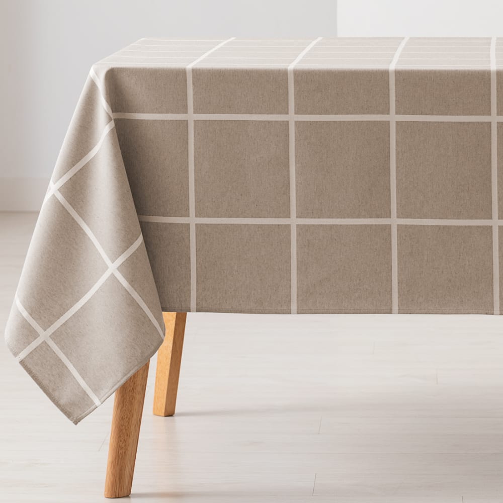 Gamusi Wasserdichte Tischdecke, kariert aus Baumwolle, Beige 140x140cm style modern Beige Öko-Tex Zertifikat Baumwolle