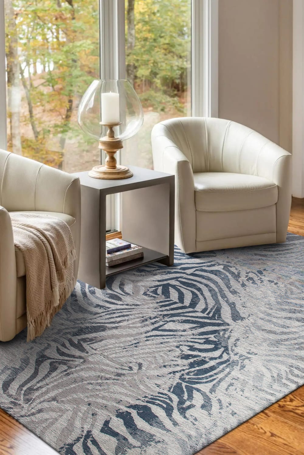 Novatrend Moderner Teppich flach gewebt – Wohnzimmer & Schlafzimmer style modern Blau Öko-Tex Zertifikat Pes - Polyester