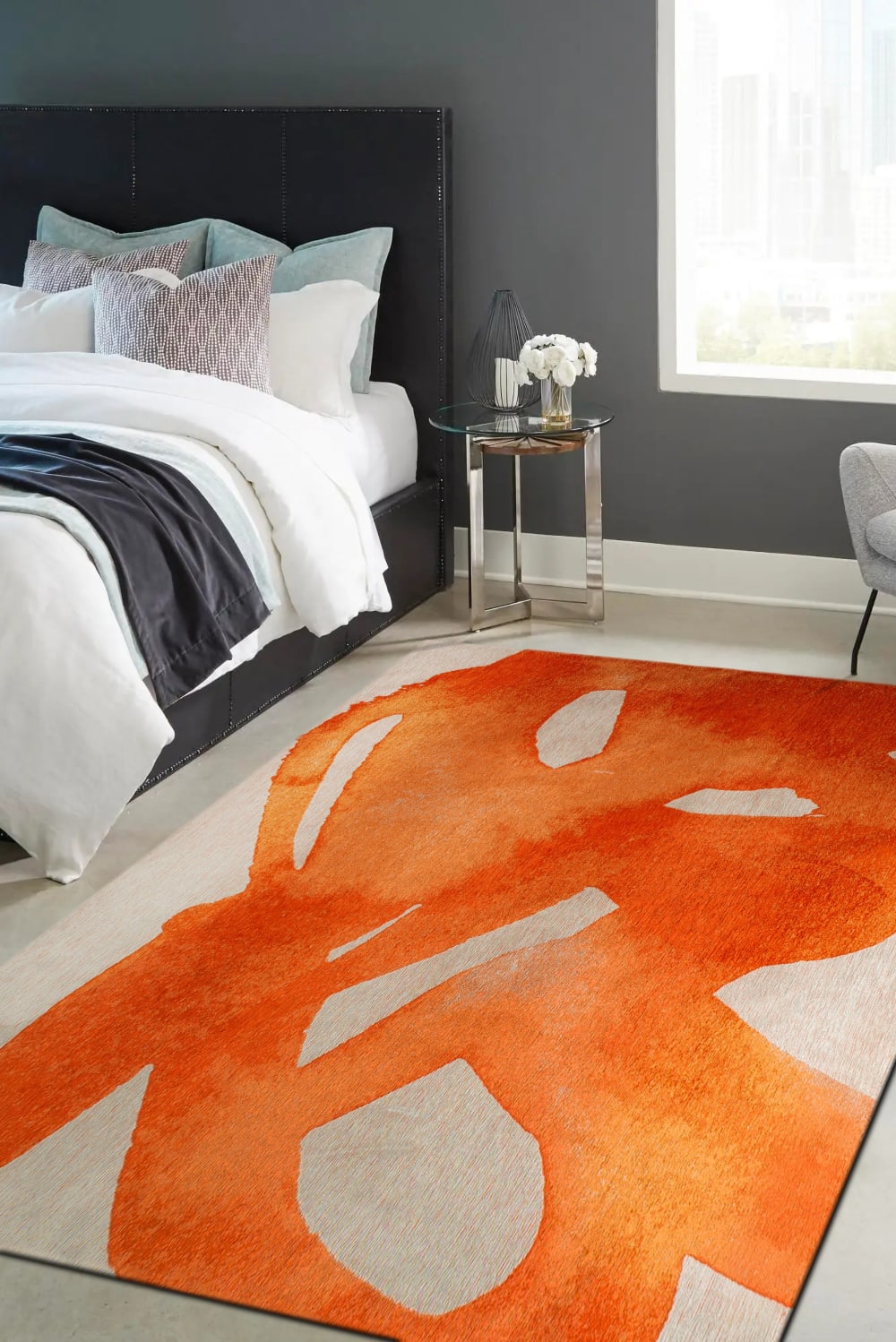 Novatrend Wohnzimmer- und Schlafzimmerteppich modern flachgewebt YOYO style modern orange Öko-Tex Zertifikat Pes - Polyester