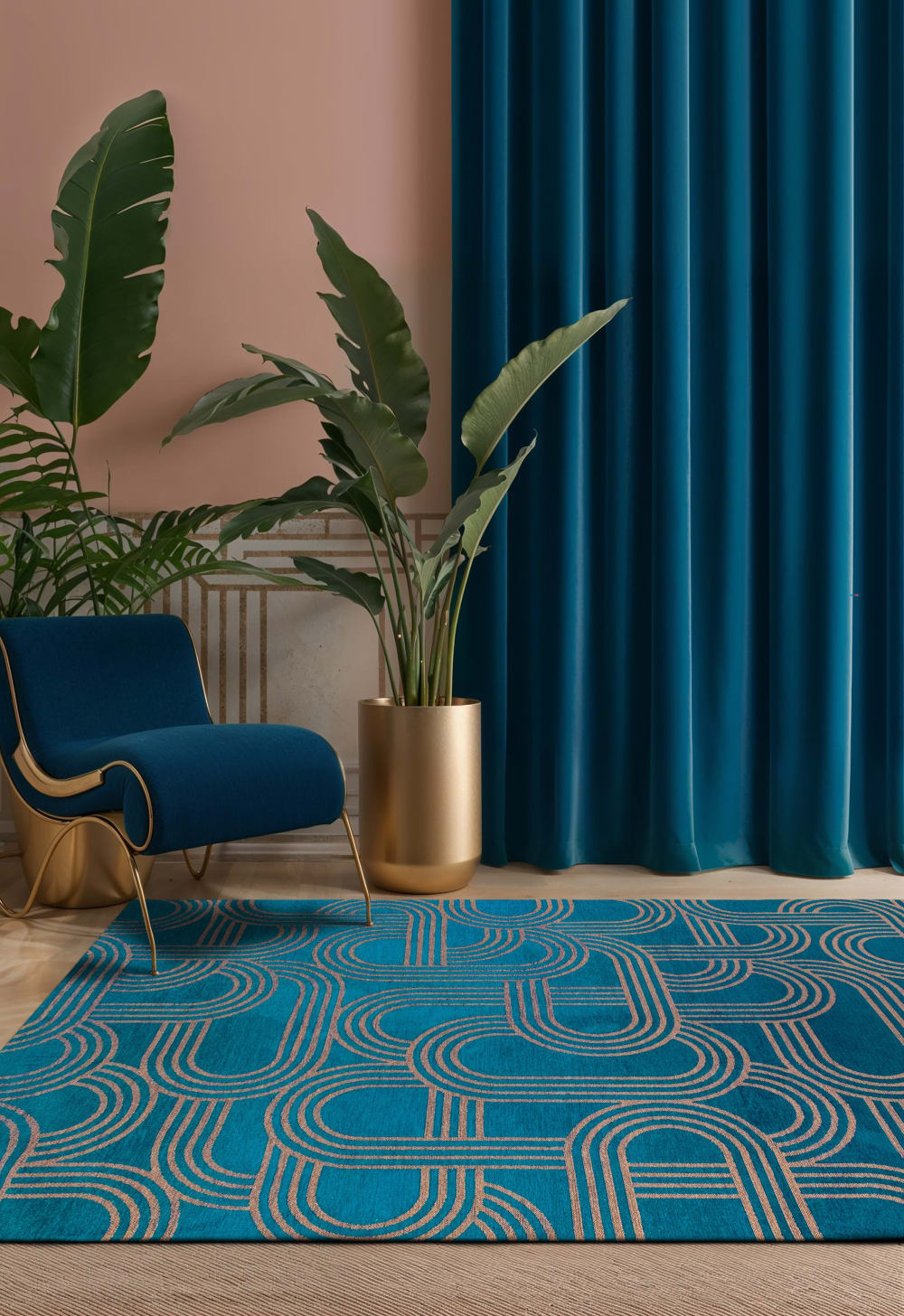 Novatrend Wohnzimmer- und Schlafzimmerteppich modern flachgewebt FEVER style modern Blau Öko-Tex Zertifikat Pes - Polyester
