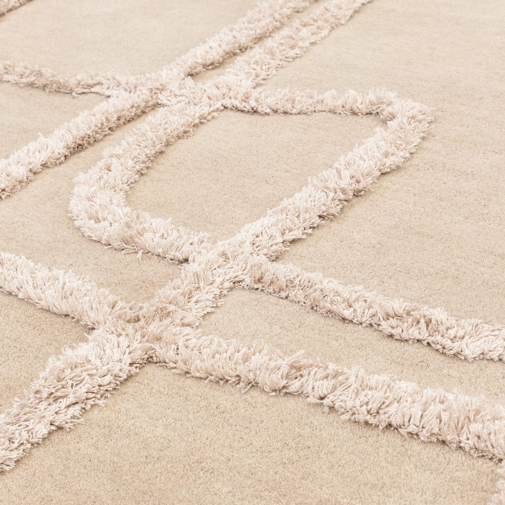 Novatrend Moderner Wohnzimmerteppich aus Wolle beige 200x300 cm - Wolle
