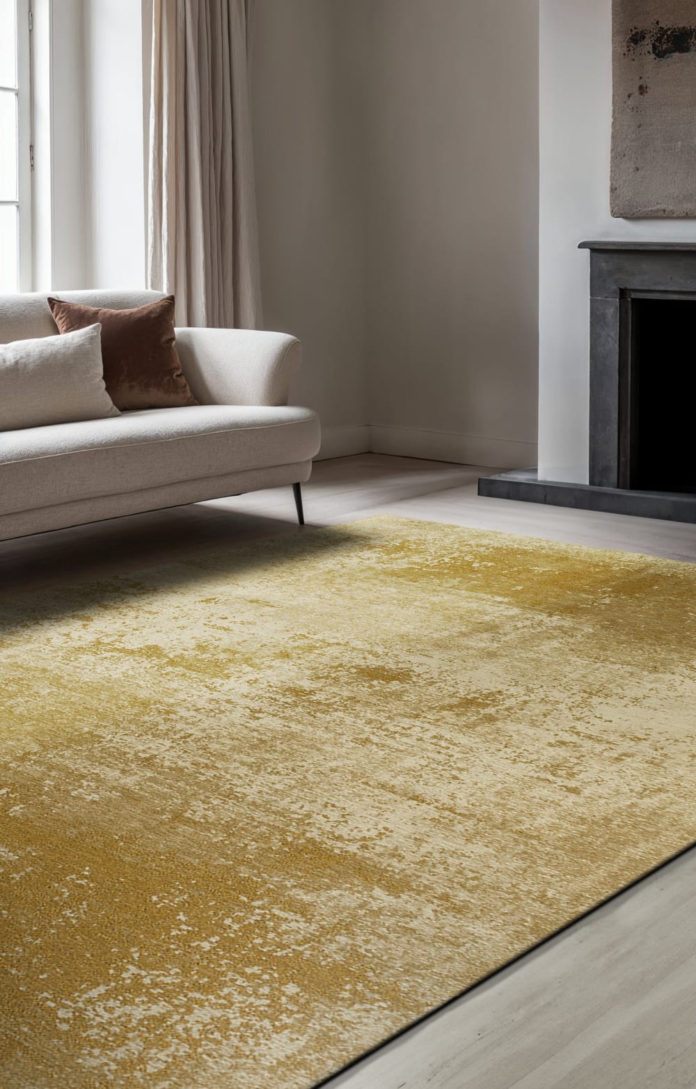 Novatrend Moderner flachgewebter Wohnzimmerteppich silberfarbe 170x240 cm Gelb Pes - Polyester