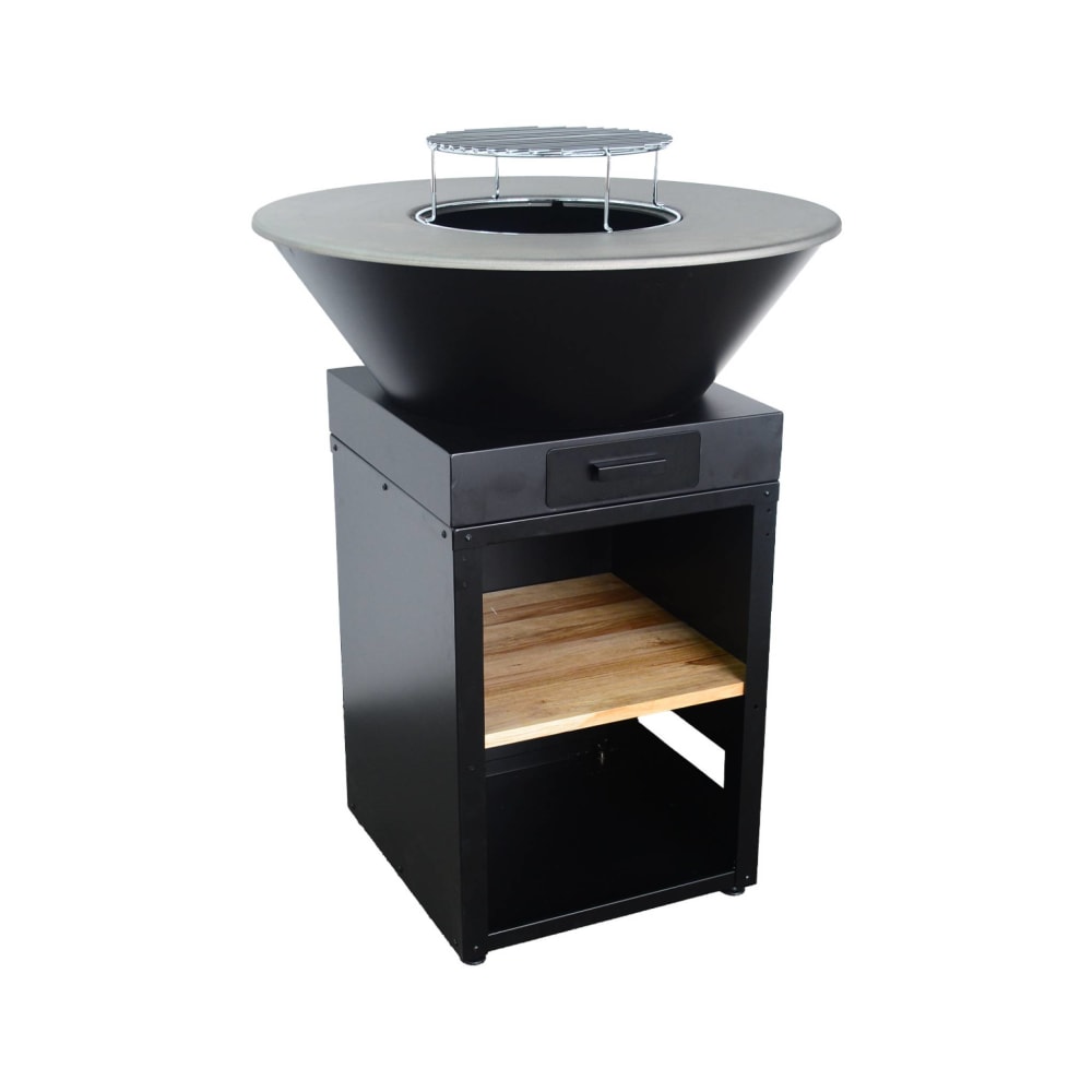 Brasero barbecue D81,5cm avec grille et espace de rangement